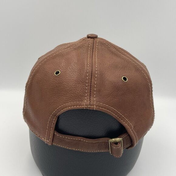 The Territory Ahead All Leather Brown Strapback Baseball Cap Hat Adjustable OSFM - Picture 9 of 15